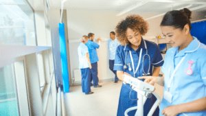 Leadcare agency nurses communicating effectively in a care setting.
