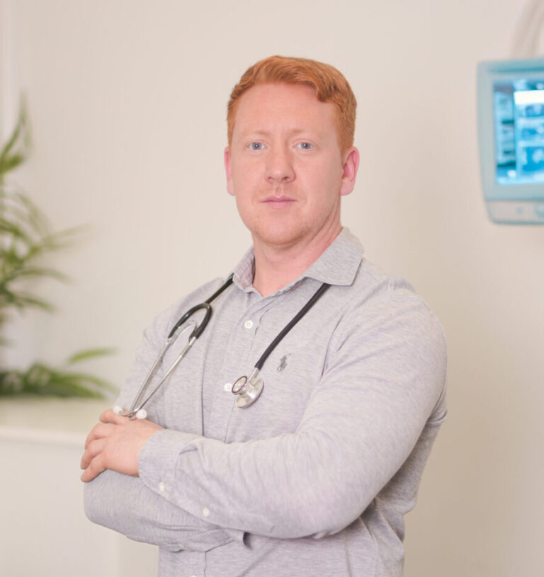 Registered nurse with a stethoscope in a clinic